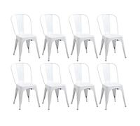JZGORC Juego de 8 Sillas de Comedor de Estilo Industrial Retro, Aspecto de Metal, Diseño Apilable, Sillas para Pestaurantes, Bistrós, Cafeterías, Bodas en el Jardín - Blanco