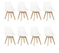 JZGORC Juego de 8 sillas de Comedor Estilo nórdico, sillas de Cocina Modernas con Patas de Madera Maciza,Respaldo Abierto y tapizado en Piel sintética para comedores, cocinas,Blanco