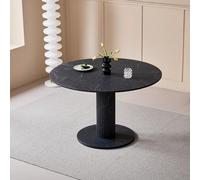 JZGORC Mesa de Comedor Redonda con Patas Cilíndricas, Imitación Mármol, Diseño Minimalista Moderno para Sala de Estar o Cocina, 115 x 115 x 75 cm - Mármol Negro