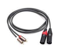 JZK 1.5M Adaptador cable interconexión no balanceado, 2 RCA a 2 XLR, cable audio HiFi 2 x RCA macho a 2 x XLR macho para altavoces, amplificadores y sistemas de audio estéreo HiFi