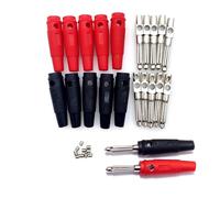 JZK 10 Conectores Electricos Banana de 4 mm, 32 A, Conector Banana de Alta Corriente, Sin Soldadura, Conector Apilable, Adaptador de Cable de Altavoz, Aislado con Revestimiento de Seguridad