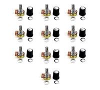 JZK 10 piezas B10K perilla de potenciómetro con eje 6mm, volumen giratorio cónico lineal B 10k perilla de potenciómetro, B10K Ohm 3 terminal potenciómetro giratorio con tapa, tuercas y arandela