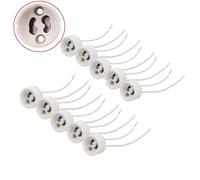 JZK 10 x GU10 cerámica portalámparas soporte de lámpara con plomo para GU10 bombilla halógeno LED bulbo CFL lámpara, GU10 portalámparas base con alambre de silicona