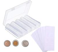 JZK 100 x Cápsulas de Monedas de plástico 30mm con Caja organizadora de Almacenamiento y 100 Juntas de Espuma Protectora (17/20/25/27/30mm) para Suministros de Recogida de Monedas