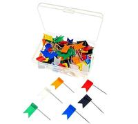JZK 100 x Pegatinas Banderas y Agujas para Marcar Mapa del Mundo, Chinchetas de Corcho para Tablón de Anuncios, Multicolor