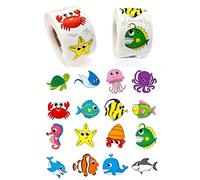 JZK 1000 pcs 38mm redondas pegatinas animales marinos para niños niñas, juego pegatinas niños para fiestas cumpleaños niños, pegatinas de sellado papel para bolsas regalo fiesta niños