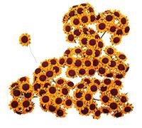 JZK 100x Amarillo Artificial de plástico Girasoles, decoración de Mesa para Bodas, Fiestas, mesas de Confeti, Accesorios para álbumes de Recortes, decoración de Tarjetas de invitación
