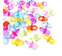 JZK 100x Mini chupete de acrílico para chupete, confeti para esparcir en la mesa, accesorios de decoración para fiestas, bautizos, baby showers, bodas, fiestas de cumpleaños, colorido