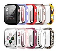 JZK 10pcs Funda protectora para Apple Watch 6/5/4/SE 44mm, con protector de pantalla de vidrio templado, protección completa HD Ultra Thin resistente a los arañazos para iWatch 44mm