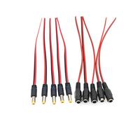 JZK 10X cables pigtail alimentación CC 18 AWG y 5,5mm x 2,1mm, conector barril macho/hembra CC 12V-24V a cable pelado extremo abierto para reparación cámaras seguridad CCTV, enrutadores, tiras luz LED