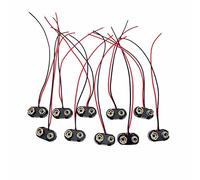 JZK 10x Conectores Clip Pilas 9V, Conector batería PP3, Conector Pila Transistor con Cables para baterías PP3 MN1604 6LR61 6F22 Conector Pila 9 voltios