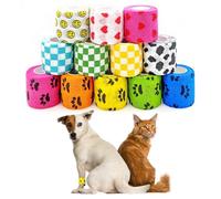 JZK 12 Rollos vendaje cohesivo 5 cm x 4,5 m, venda elástico autoadhesivo para mascotas y humanos, cinta banda elástica adhesiva para vendaje patas, pies y patas de perros y gatos, multicolor