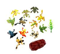 JZK 12 X Colorido Plástico Pequeñas Ranas Juguete Mini Rana Realista Modelo Animal Insecto Juguetes Set para Niños para Estanque Piscina Artificial Micro-Paisaje