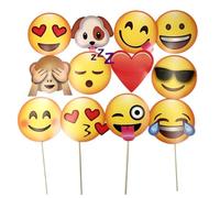 JZK 12 x Emoji Photo Booth Papel de Accesorios Fiesta apoyos Selfie en Palo para los niños y Adultos Fiesta Accesorio de Suministro para Boda Fiesta gallina cumpleaños Fiesta Navidad graduación