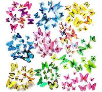 JZK 120 x 3D mariposa magnética de plástico con imán y adhesivo para decoración pared, manualidades y decoración fiestas, pegatinas pared de mariposa 3D para decoración habitación, oficina, jardín