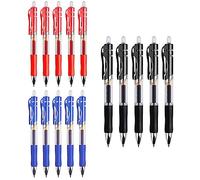 JZK 15 X Bolígrafos retráctiles Bolígrafos Rollerball de 0,5 mm, Bolígrafos Rollerball de Tinta de Gel Negro, Bolígrafo Azul, Bolígrafo Rojo para Oficina, Escuela y hogar
