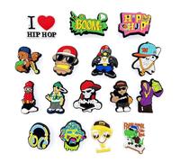 JZK 16 x Colgantes Rock'n'Roll para Crocs y Zuecos - Decoración y Widgets Geniales para Hombres y Niños - Caucho