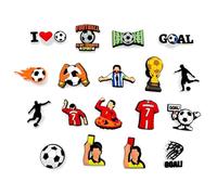 JZK 18x Adornos para Zapatos de Fútbol para Crocs Hombres Niños Adornos para Zapatos de la Copa del Mundo Geniales Widgets para Zapatos de Croc, decoración de Zapatos para Regalo de Zuecos