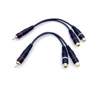 JZK 2 Piezas cables divisores en Y de 20 cm, 1 conector rca macho a 2 conectores rca hembra para audio en casa, vídeo, av, cine en casa, amplificador de potencia, amplificador de tubo y altavoces