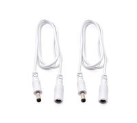 JZK 2 Unidades Blanco 1,5 m Cable extensión alimentación 5,5 x 2,1 mm, Conector Hembra a Macho 2,1 mm x 5,5 mm, para Tiras Luces LED, cámaras CCTV, iluminadores Infrarrojos y grabadoras DVR/NVR