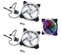 JZK 2 ventiladores de refrigeración LED RGB de 12 V CC de bajo ruido de 12 cm, ventilador de refrigeración sin escobillas 12025 CC de 120 mm con rodamiento hidráulico para carcasa de PC de juegos