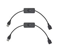 JZK 2 x Cable de interruptor USB 30 cm con interrupteur à bascule encendido apagado, cable extensión USB ON OFF interruptor alimentación USB para conducir grabador, lámpara led, tira de luz LED