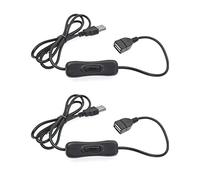 JZK 2 x Cable interruptor encendido USB 1 metro, cable USB con interruptor alimentación USB, cable extensión USB con interruptor encendido/apagado para lámpara LED, ventilador USB, tira de luz LED