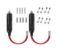 JZK 2 x encendedor de cigarrillos de coche macho con cables con indicador de luz y fusible de 15 A, cable de extensión de enchufe hembra para 12 V 24 V vehículo, motocicleta, coche, barco