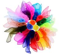 JZK 20 Piezas pañuelos de Malabares Bailar pequeño pañuelo Seda Bufandas de Danza para niños Adulto Chicas Actividades de Fiesta decoración y Juegos Accesorios