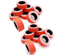JZK 20 rollos en total de 10000 etiquetas de pistola de precio rojo/naranja neón, 21 mm x 12 mm, etiquetas de pistola de precios de papel, 500 piezas por rollo