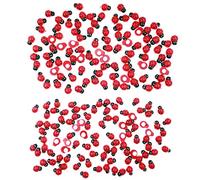 JZK 200 pcs, 2 tamaños, 10x13 mm y 11x15 mm, Mini Mariquita roja de Madera, Adorno Adhesivo de Mariquita para Caja Regalos Boda, Mini Mariquitas Adhesivas Decorativas, álbumes Recortes Scrapbooking