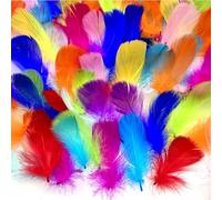 JZK 200 piezas 6~12cm Plumas de ganso naturales coloridas para manualidades plumas reales multicolores para material diy, atrapasueños, disfraz, tocado, sombrero, adornos para pasteles