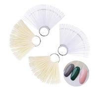 JZK 200 x Natural y transparente puntas de uñas postizas nail tip, ventilador a color de uñas, palos de muestra de uñas con anillo para práctica del nail art y muestra el esmalte de uñas