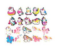 JZK 20x Charms de Unicornio para Zapatos Crocs para niñas y Damas, Unicornio de Dibujos Animados, widgets Geniales para Crocs, decoración de Zapatos para Zuecos de Mujer, Goma