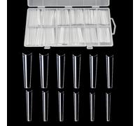 JZK 240x Puntas de uñas de ataúd transparentes de XXXL para extensiones acrílicas, sin curva C, puntas de uñas postizas largas para uñas de gel y acrílicas, puntas de extensión de uñas 3XL