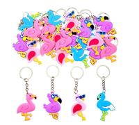 JZK 24x Llavero flamenco para favores fiesta hawaiana, accesorios decoraciones fiesta flamencos recuerdos regalos agradecimiento de fiesta tropical para invitados regalos fiesta caribe