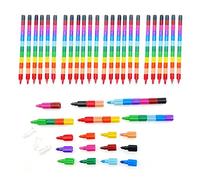 JZK 24x Multicolor apilar crayones para niños, lápiz de cera apilable, Lápices de colores, regalos de cumpleaños para niños, artilugios para llenar bolsas de fiesta, obsequios para niños y niñas