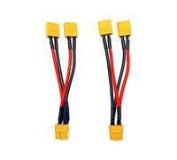 JZK 2pcs XT60 cable paralelo, XT60 cable conector de batería, 1 hembra a 2 macho cable adaptador de batería para drones RC, cable de extensión divisor Y para RC helicóptero Quadcopter