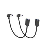 JZK 2X 30CM Cables Extensores USB 3.0, Ángulo hacia Arriba de 90 Grados, USB Tipo-A Macho a Hembra Adaptador, 5 Gbps Cable Transferencia Datos Alta Velocidad para PC, Portátil, TV (Negro)