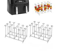 JZK 2x Acero inoxidable 304 Parrilla brochetas kebab para air fryer soporte brochetas para Ninja Foodi Max doble zona freidora de aire AF300EU AF400EU AF300UK AF400UK aparato accesorios airfryer