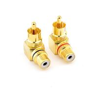 JZK 2X Adaptadores RCA Macho a Hembra de ángulo Recto 90 Grados, Enchufe Adaptador de Fono RCA en ángulo Recto, Conector Macho a Hembra estéreo AV Chapado en Oro para conexión de Audio