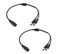 JZK 2X Cable Divisor de Corriente CC, 12 V CC, 5,5 x 2,1 mm, 1 Hembra a 2 machos, 5,5 mm x 2,1 mm, Cable Adaptador Divisor de Corriente de 2 vías para cámaras CCTV, Tiras de luz LED y enrutadores