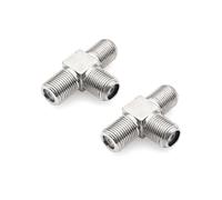 JZK 2X Conector Divisor en T 3 vías Tipo F, Adaptador Divisor Cable coaxial TV por satélite Hembra F a Hembra Doble, combinador Antena TV 75 ohmios para Cable, módem, decodificador, Receptor satélite