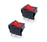 JZK 2x ON OFF Interruptor basculante de encendido y apagado 16A 250V 20A 125V AC con indicador luz roja 2 posiciones 4 terminales DPST 4 pines rectángulo interruptor botón encendido KCD