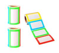 JZK 2x Rollos 400pz 89mm x 57mm rectángulo autoadhesivo etiquetas blanco grande pegatinas etiquetas nombre bordes colores papel etiquetas para paquetes frascos botellas carpeta caja ropa niños