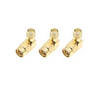 JZK 3 adaptadores de conector SMA macho a hembra en ángulo recto, SMA chapado en oro de 90 grados para dron FPV, antena WiFi, antena coaxial LTE, radio, video, cable de extensión de enrutador