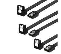 JZK 3 cables SATA III de ángulo recto de 35 cm y 90 grados, cable SATA 3 HDD, cables de datos de 6 Gbps, cable de alimentación SATA para SSD, HDD, controlador de CD, grabador de CD, negro