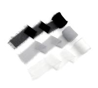 JZK 3 cintas de gasa, negro, gris, blanco, 5 m/rollo, 4 cm de ancho, Shabby Chic, rústico, múltiples ocasiones, casual, celebración