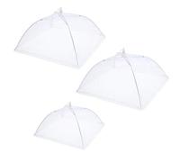 JZK 3 x Blanco cubierta protectora alimentos cubiertas malla plegable para alimentaria pop up cubiertas para cocina picnic al aire libre BBQ a mantiene fuera moscas mosquitos y bichos