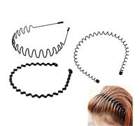JZK 3 x Diadema de metal negro antideslizante para el pelo accesorios elásticos para hombres y mujeres para deportes al aire libre y yoga